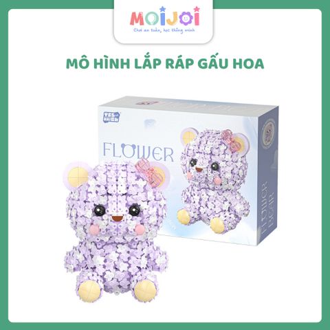 Mô hình lắp ráp gấu hoa Flower Bear 2169 DIY trang trí decor WL1988 mảnh