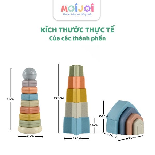 Bộ xếp hình cầu vồng montessori đa dạng hình khối – phát triển trí tuệ & tư duy cho bé
