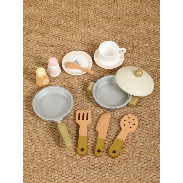 Bộ đồ chơi nhà bếp bằng gỗ màu hồng – Mô hình bếp nấu ăn cỡ lớn, kèm phụ kiện, giúp bé tập làm đầu bếp