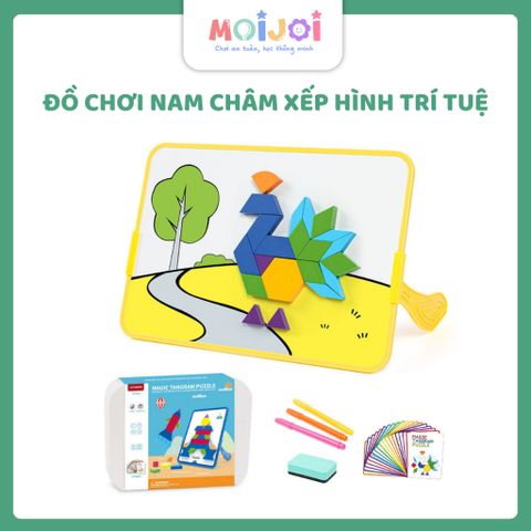 Đồ chơi trí tuệ xếp hình nam châm Tangram Magic Puzzle 128/252 chi tiết, thẻ mẫu đa dạng