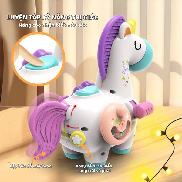 Đồ chơi Kỳ lân bận rộn đa chức năng phát triển giác quan cho bé, đồ chơi Montessori Unicorn Busy Toy