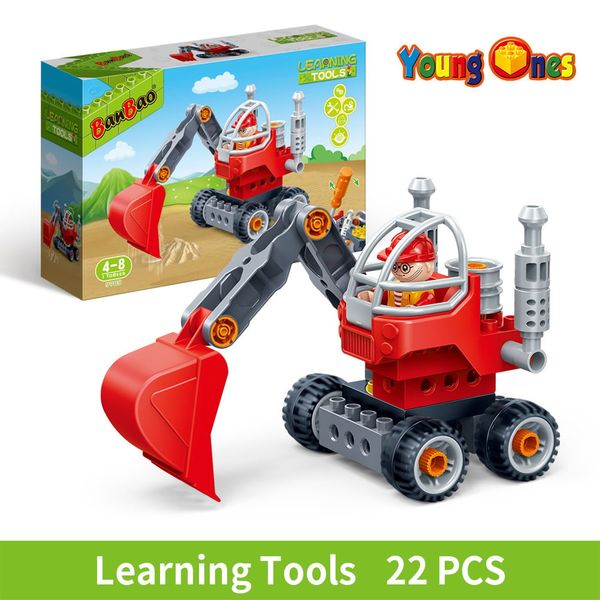 Đồ chơi lắp ráp máy xúc đất BanBao 9709 (22 chi tiết) – mô hình xe công trình mini cho bé
