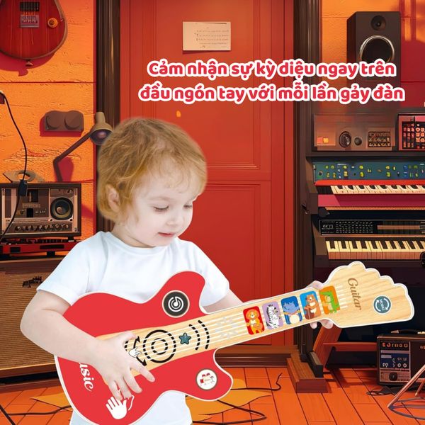 Đồ chơi âm nhạc cho bé 3 tuổi. Đàn Guitar Cảm ứng Funny Sound BabyG (Có Nhạc, Đèn)