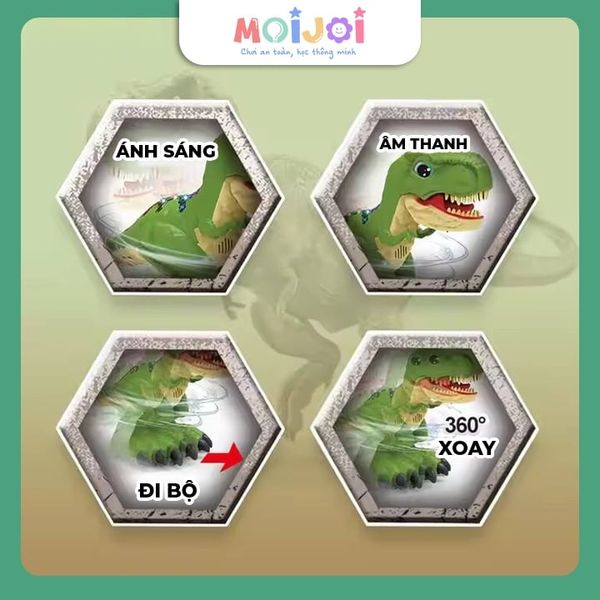 Khủng long điều khiển từ xa RC dinosaur – mô hình T-Rex phát sáng, xoay 360 độ