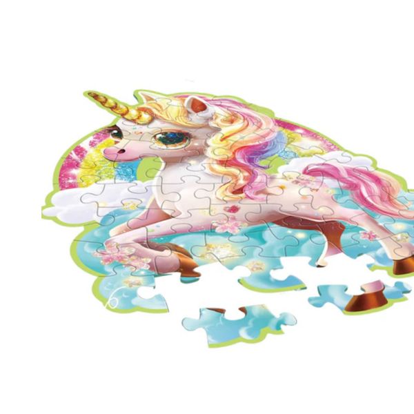 Trò chơi ghép hình lấp lánh hình kỳ lân – Glitter Puzzle Unicorn, 45 mảnh, kích thước lớn