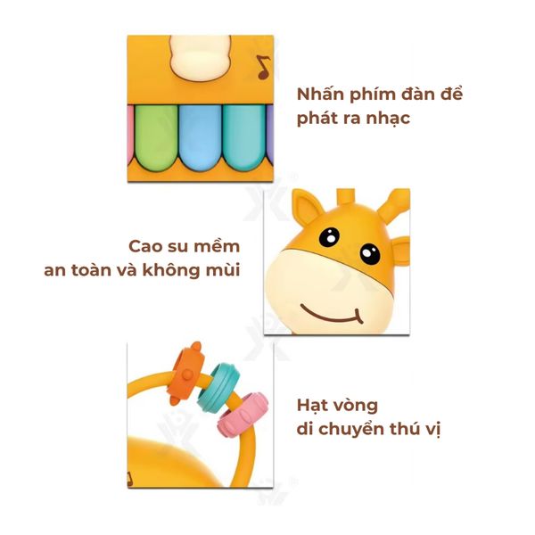 Đồ chơi đàn piano hươu cao cổ – Nhạc, đèn, phát triển giác quan và kỹ năng âm nhạc cho bé