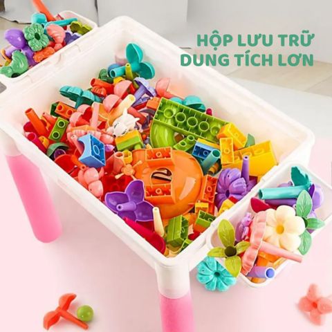 Bộ bàn lắp ghép thông minh Dreamy Garden 6in1 – Bàn chơi đa năng cho bé gái, kèm ghế tai thỏ dễ thương