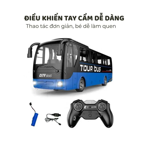 Mô hình xe buýt điều khiển từ xa cỡ lớn tỷ lệ 1:20 – Có đèn, chạy mượt, pin sạc tiện lợi