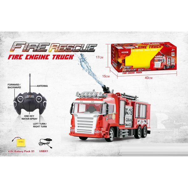 Mô hình xe cứu hỏa điều khiển từ xa – Fire Engine Truck RC, chi tiết sống động, kèm pin sạc 4.8V