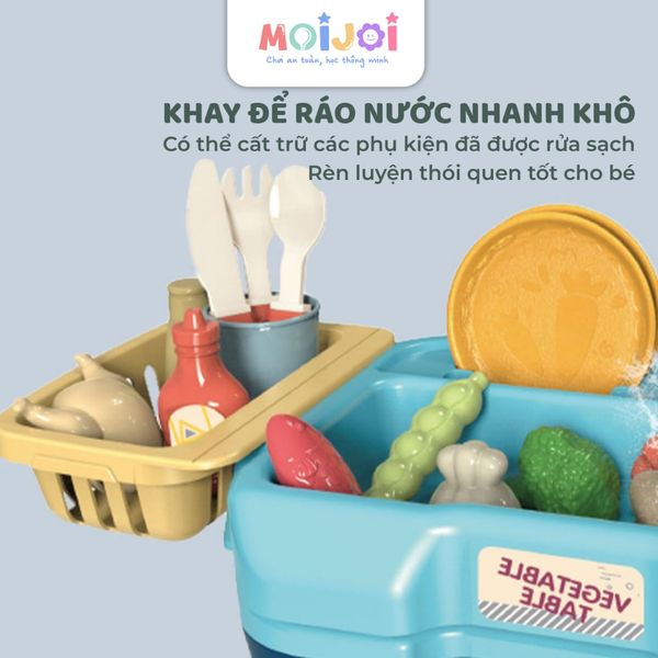 Bồn rửa mini Family Wash Basin có vòi nước chảy 23 chi tiết – Đồ chơi nấu ăn cho bé, chậu rửa đồ chơi