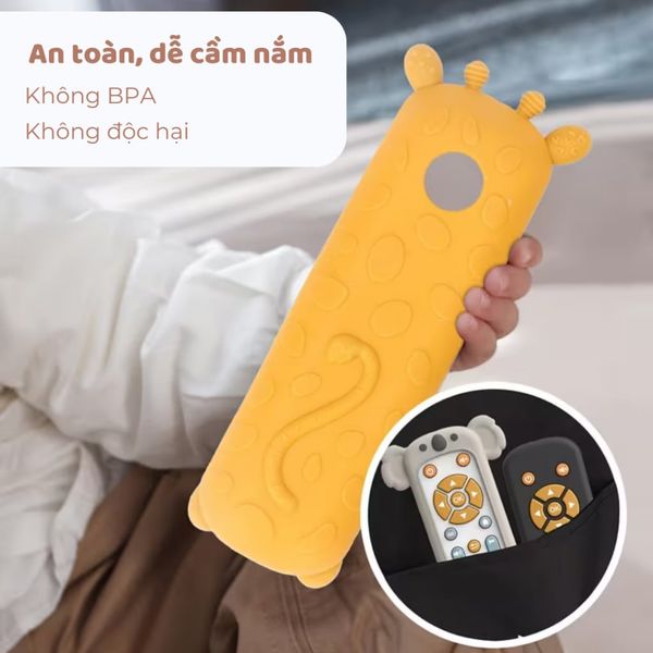 Điều khiển Mèo phát nhạc, đồ chơi gặm nướu Silicone cho bé 6 tháng có đèn, học số