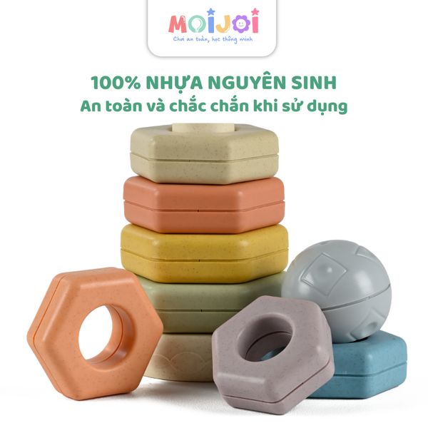 Bộ xếp hình cầu vồng montessori đa dạng hình khối – phát triển trí tuệ & tư duy cho bé