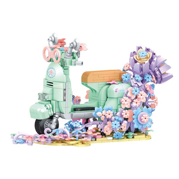 Mô hình lắp ráp xe máy hoa vintage 2192 - Decor Bàn học cho bé 6+ (660 chi tiết)