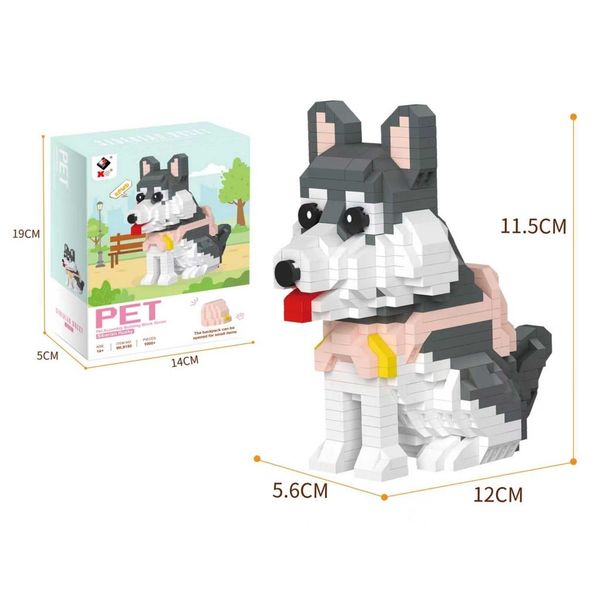 Đồ chơi lắp ráp mô hình chó Husky đeo balo – PET X-King WL9150 ( 1000+ chi tiết)
