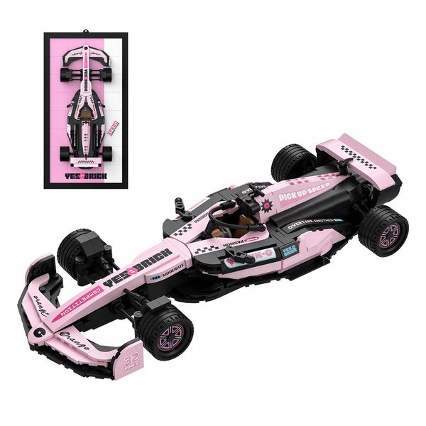 Mô hình lắp ráp xe đua F1 Yes Brick – trang trí, trưng bày (màu cam / màu hồng)