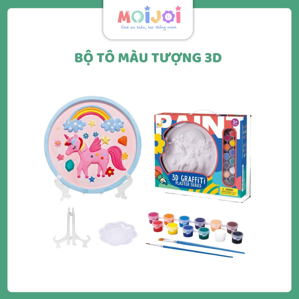 Bộ tô màu tượng 3D – chủ đề Kỳ Lân & Cầu Vồng phát triển khả năng sáng tạo của trẻ