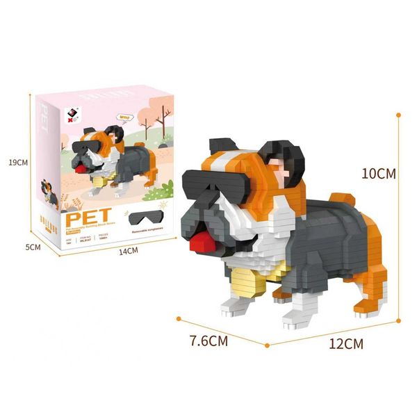 Đồ chơi lắp ráp mô hình chó Pit bull đeo kính 3D WL9147 (hơn 1000 chi tiết)