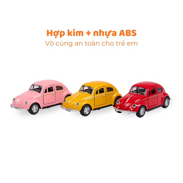 Xe ô tô mô hình kim loại Alloy Beetle 1:36 – Mở cửa, bánh lăn, mô phỏng xe cổ điển