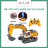 Máy xúc điều khiển từ xa gầu Hợp kim, phun khói, xoay 360, pin sạc bánh xích cao cấp cho bé 11 kênh