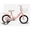 Mojoi Xe đạp trẻ em 14 inch màu hồng khung thép sơn tĩnh điện bánh cao su đặc phanh trước/sau giỏ xe trước baga sau cho bé gái 3-8 tuổi