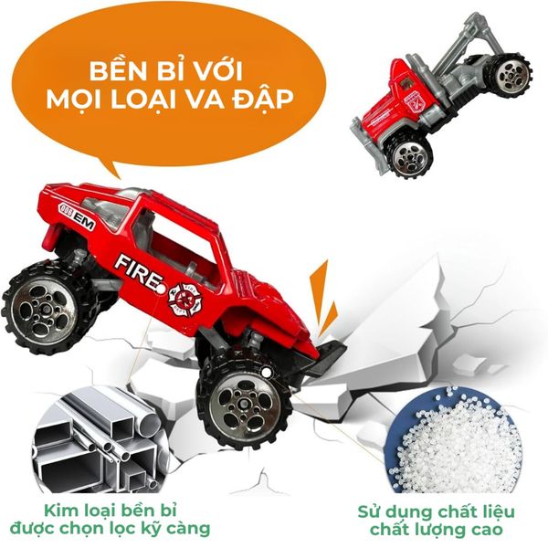 Bộ xe cứu hỏa hợp kim 15 chiếc – mô hình xe cứu hỏa tỉ lệ 1:64