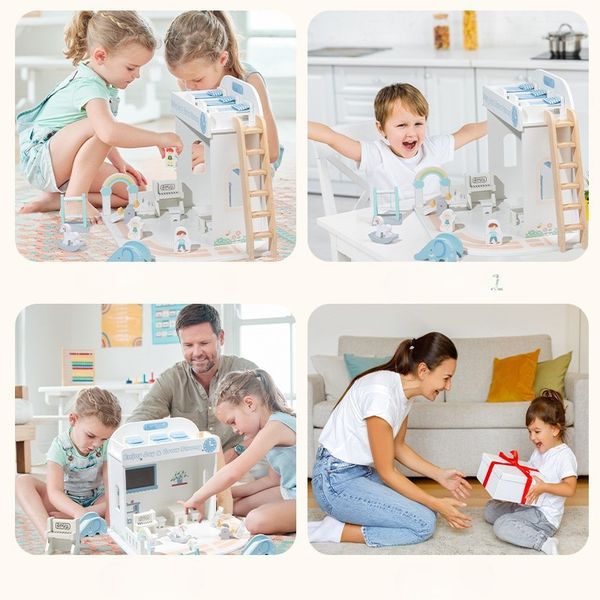 Ngôi nhà búp bê mini bằng gỗ – Mô hình nhà búp bê kèm nội thất, nhỏ gọn và xinh xắn cho bé