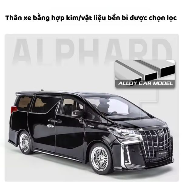 Mô hình ô tô hợp kim Alphard tỉ lệ 1:18 – mở cửa, capo, cốp, chi tiết tinh xảo