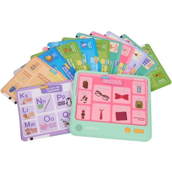 Moijoi Máy Đọc Thẻ Thông Minh Moijoi - Máy Flashcard Song Ngữ Anh Việt Kết Hợp Thẻ Nhiều Chủ Đề, Thiết Bị Học Tập Đa Chủ Đề & Phát Âm Chuẩn Ngôn Ngữ