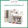 Bộ đồ chơi nhà bếp bằng gỗ kèm tủ lạnh – Mô hình bếp nấu ăn cỡ lớn, đầy đủ phụ kiện cho bé