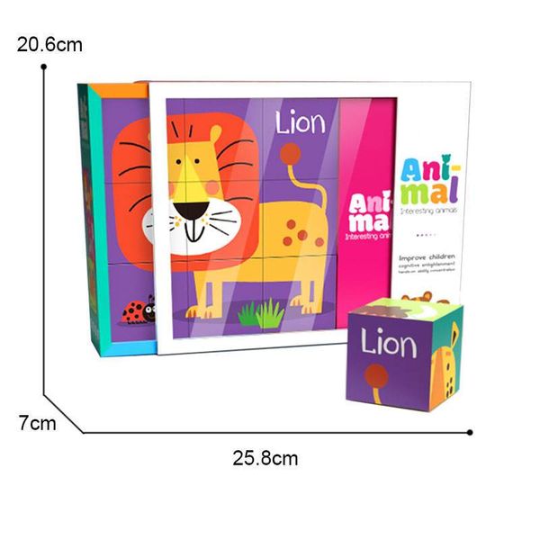 Đồ chơi ghép hình khối 6 mặt động vật – Đồ chơi giáo dục rèn luyện tư duy logic, đồ chơi Montessori