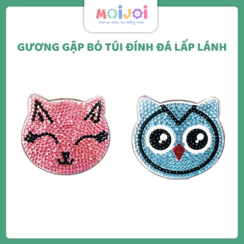 Gương gập bỏ túi đính đá lấp lánh – mini siêu xinh, đính đá theo mẫu