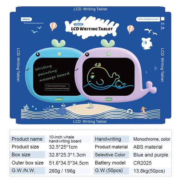 Bảng vẽ tự xóa LCD hình cá voi 10 inch – Vẽ, viết, xóa tiện lợi cho bé Moijoi store