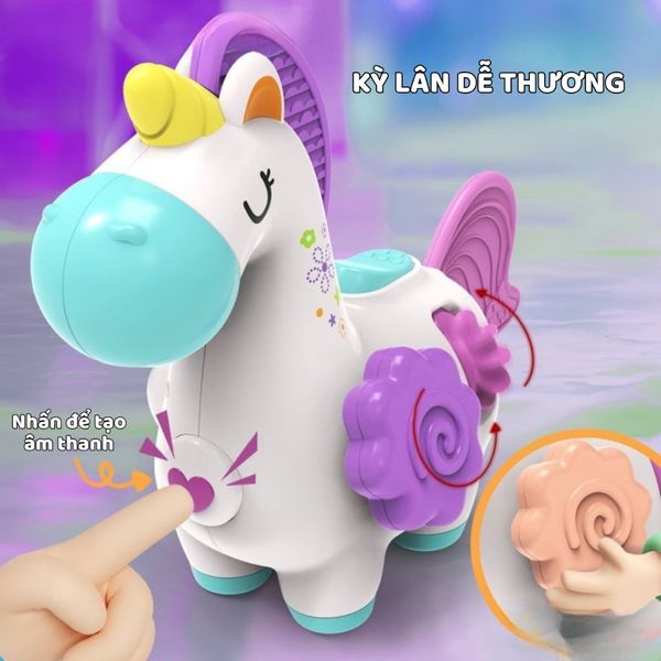 Đồ chơi Kỳ lân bận rộn đa chức năng phát triển giác quan cho bé, đồ chơi Montessori Unicorn Busy Toy