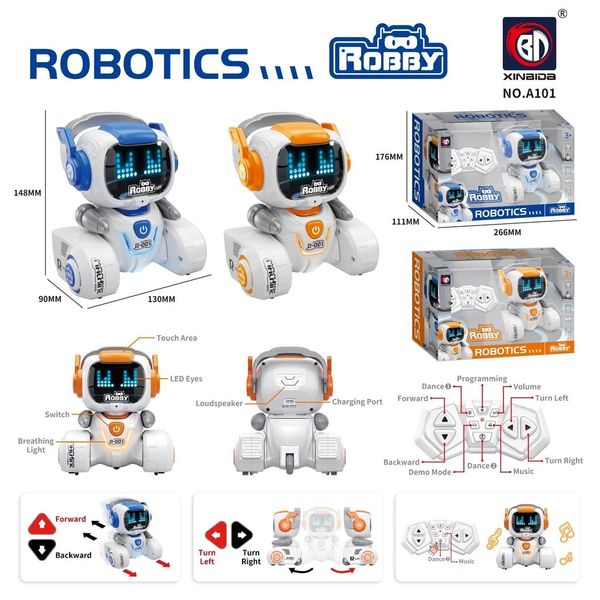 Đồ chơi robot thông minh điều khiển từ xa Robby A101 – Robot cảm ứng, nhảy múa & phát nhạc