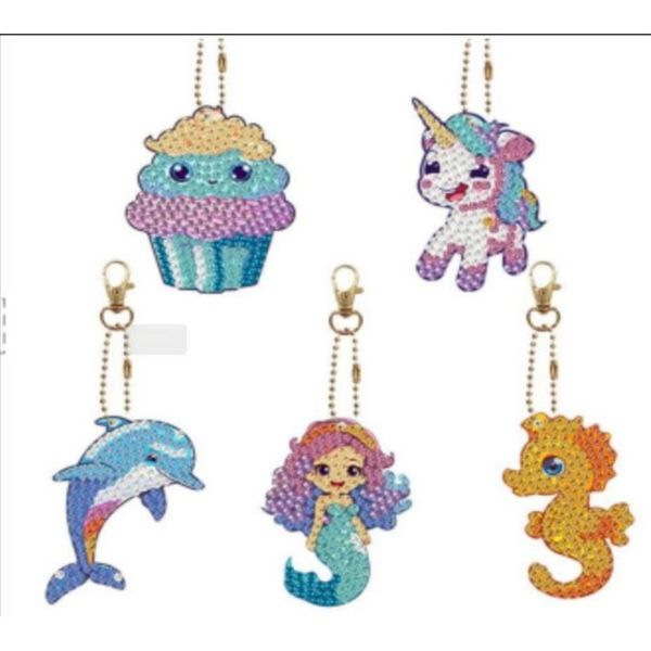 Set móc khóa đính đá DIY mini – Nhiều mẫu hình thú & chủ đề dễ thương