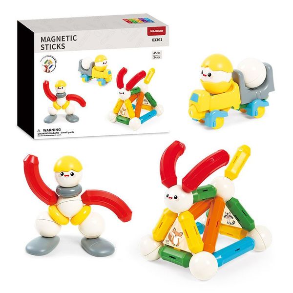 Đồ chơi xếp hình nam châm xếp hình cho bé Rainbow Magnetic Sticks (45/72 chi tiết)