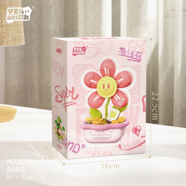 Mô hình lắp ráp hoa trang trí hồng pastel – 706 chi tiết (2235)