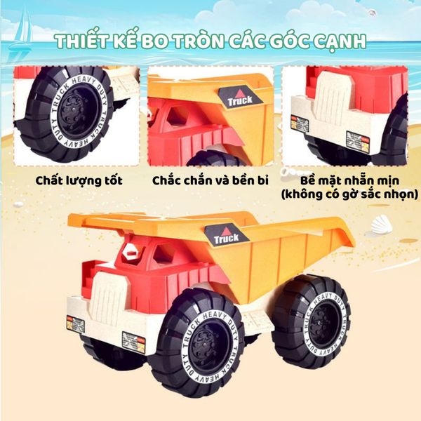 Bộ đồ chơi xe tải xúc cát kèm dụng cụ và khuôn tạo hình – đồ chơi bãi biển cho bé
