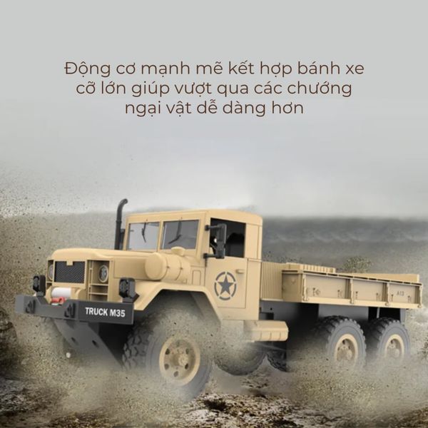 Xe tải quân sự điều khiển từ xa – Military RC Truck 6 bánh, tải trọng lớn, vượt địa hình mạnh mẽ