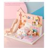 Mô hình DIY Book Nook - Mô hình căn phòng mèo MiMi – Tông hồng pastel, nội thất dễ thương kèm cầu trượt