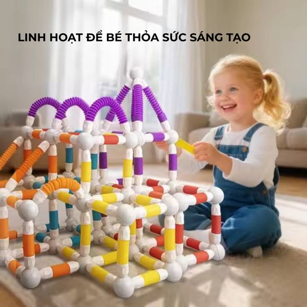Bộ đồ chơi xếp hình ống nam châm dẻo sáng tạo Pro Max – 186 chi tiết