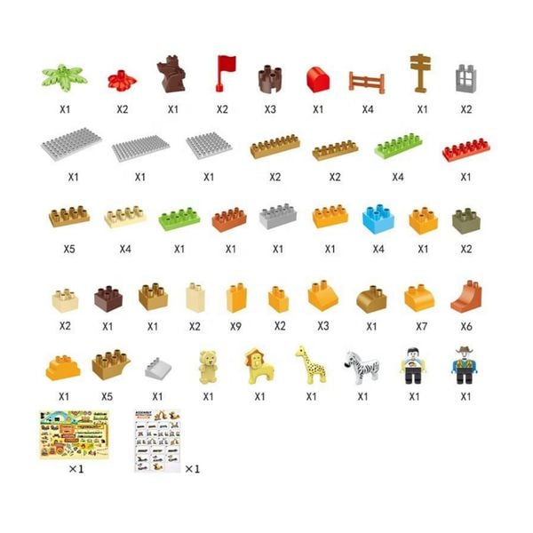 Bộ đồ chơi lắp ráp sở thú – Zoo Building Blocks, nhiều con vật và mô hình sinh động