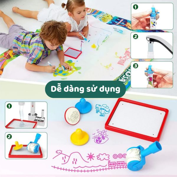 Thảm vẽ nước ma thuật tự xóa – Tự xóa khi khô, đồ chơi phát triển sáng tạo (100 × 80 cm)