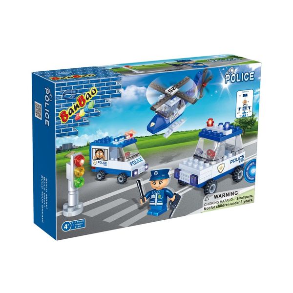 Đồ chơi lắp ráp Xe cảnh sát & Trực thăng Police BanBao 8128 (110 chi tiết)