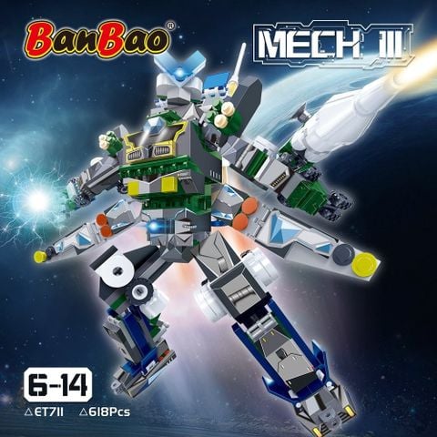 BanBao Đồ chơi lắp ráp Robot Mech III ET711 618 chi tiết mô hình chiến binh không gian thiết kế mạnh mẽ đa vũ khí và khả năng chuyển động linh hoạt cho bé từ 6 tuổi trở lên