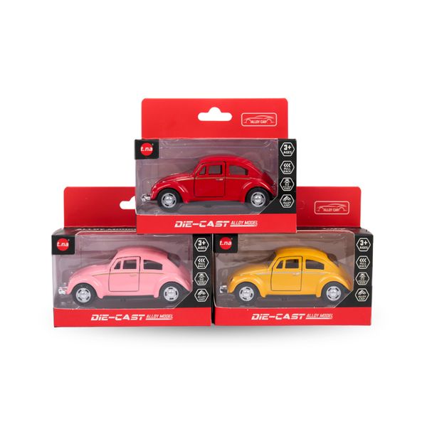 Xe ô tô mô hình kim loại Alloy Beetle 1:36 – Mở cửa, bánh lăn, mô phỏng xe cổ điển