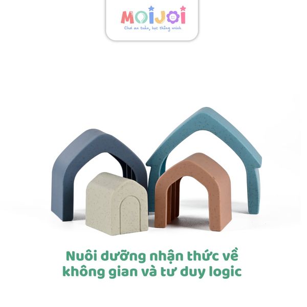 Bộ xếp hình cầu vồng montessori đa dạng hình khối – phát triển trí tuệ & tư duy cho bé