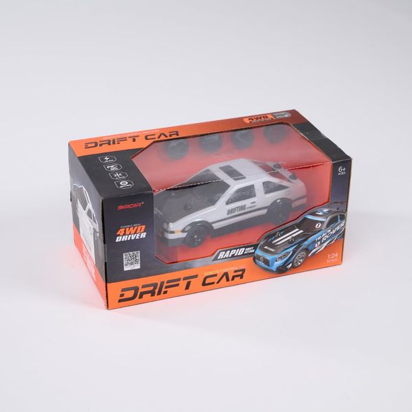 MOIJOI Xe Điều Khiển Từ Xa Drift Car Phong Cách Thể Thao Tỷ Lệ 1:24 Bánh Dự Phòng Pin Sạc 3.7V USB Tiện Lợi Thiết Kế Độc Đáo Màu Trắng Đen Kích Thước 29x15x14cm