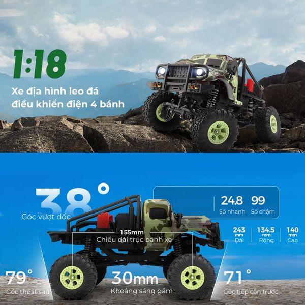 Xe off-road WL 184021 4WD Rock Climber 1/18 - xe địa hình điều khiển từ xa