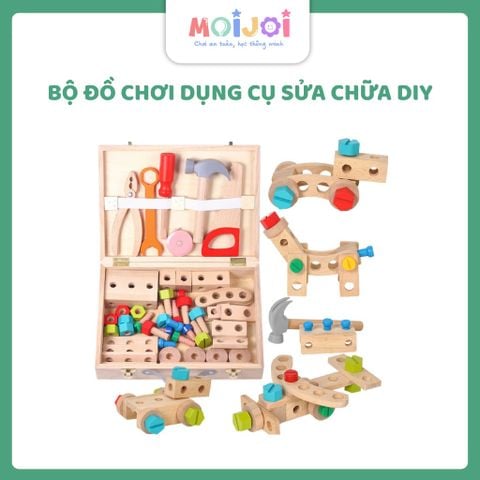 Bo do choi dung cu sua chua DIY bang go Moijoi kem vali go